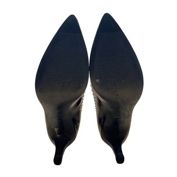 Brighton Womens Black Patent Leather Studded Pointed Toe Heels Size 8M - Picture 6 of 9